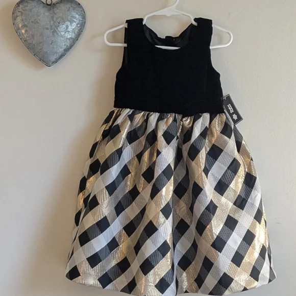 🎄 Gymboree Black and Gold Plaid Formal Dress! NWT 🎄 - Picture 2 of 2